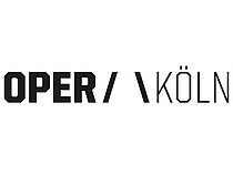 schwarzer Schriftzug auf weißem Grund: Oper / \ Köln